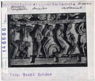 Autun: Kathedrale Saint-Lazare, mittleres Westportal, Tympanon, Zug der Verdammten