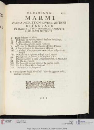 Marmi Overo Inscrittioni dieverse antiche ritrovate