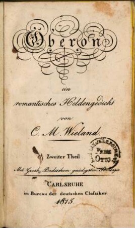 C. M. Wielands sämmtliche Werke. [23]. - Theil 2. - 1815. - 170 S.