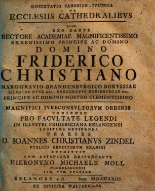 Dissertatio Canonico-Ivridica De Ecclesiis Cathedralibvs