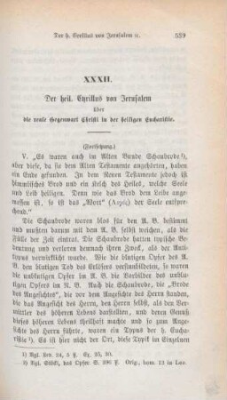 539-554 Der heil. Cyrillus von Jerusalem über die reale Gegenwart Christi in der heiligen Eucharistie : Fortsetzung