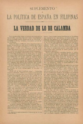 Suplemento á la Política de España en Filipinas - la verdad de lo de Calamba