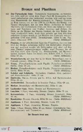 Bronze und Plastiken (Nr. 320-341)