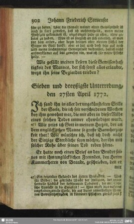 Sieben und dreyßigste Unterredung, den 27sten April 1772