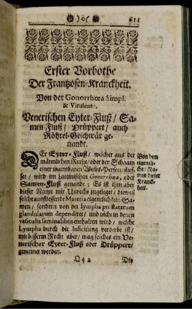 Erster Vorbothe Der Frantzosen-Kranckheit.