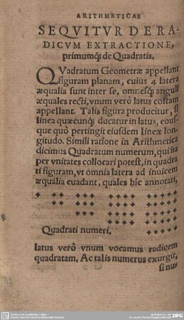 Sequitur Deradicum Extractione, primumque de Quadratis.