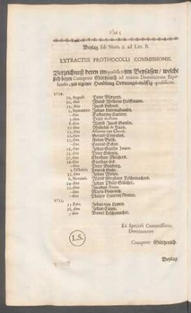 Beylag sub. Num. 2. ad Litt. B. Extractus Prothocolli Commissionis