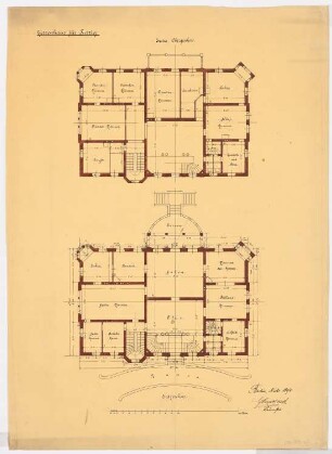 Herrenhaus, Rummelsburg-Turzig: Grundriss OG und EG 1:100