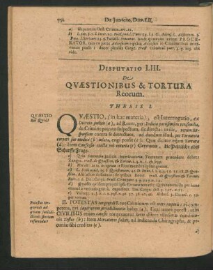 Disputatio LIII. De Quaestionibus & Tortura Reorum.