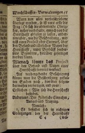 [III. Wie das Project über den Nutzen einer Herrschafft zu formiren.]