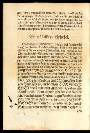 Vom Andern Artickel.