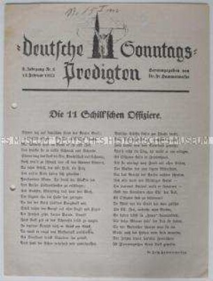 Kirchliches Mitteilungsblatt mit dem Text einer Predigt