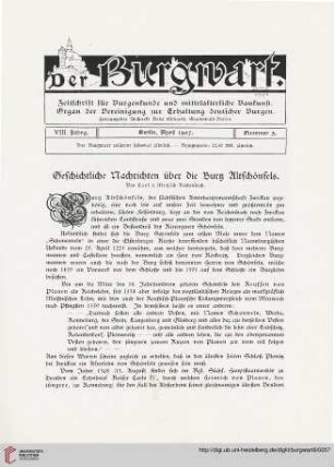 8: Geschichtliche Nachrichten über die Burg Altschönfels