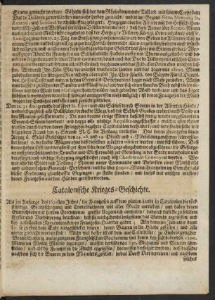 Catalonische Krieges-Geschichte.