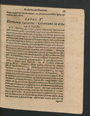 Caput V. Harmonia Calixtino-Calviniana in articulo de Baptismo.