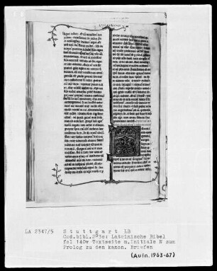 Lateinische Bibel, drei Bände — Initiale N, Folio 140verso