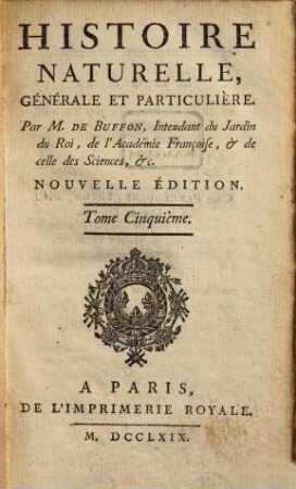 Histoire naturelle générale et particulière, 5. [Histoire de l'homme]