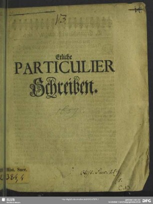Etliche Particulier-Schreiben