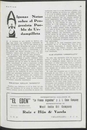 Algunas notas sobre el progresista pueblo de Urdampilleta