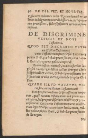 De Discrimine Veteris Et Novi Testamenti.