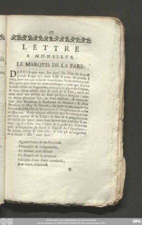 Lettre A Monsieur Le Marquis De La Fare.