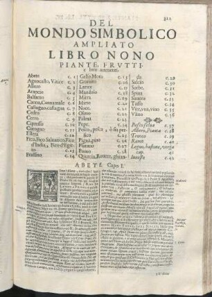 Del Mondo Simbolico Ampliato Libro Nono Piante, Frvtti. e loro attenenti.