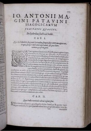 Tractatus Quartus, De Syderibus seu Fixis Stellis