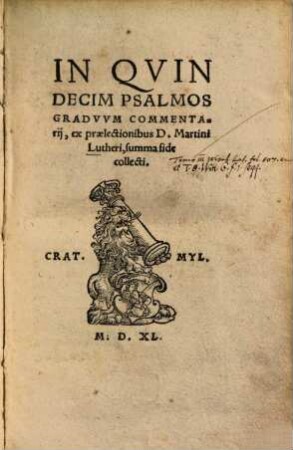 In quindecim psalmos graduum commentarii