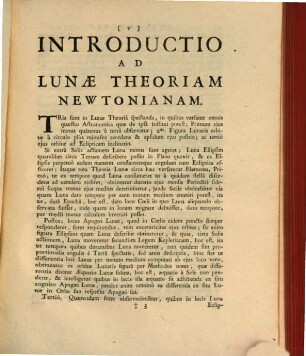 Philosophiae Naturalis Principia Mathematica. 3,2, Tomi Tertii Continuatio, Continens Lunae Theoriam Newtonianam