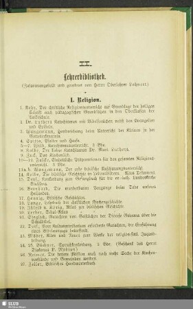 II. Lehrerbibliothek