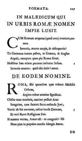 In Maledicum Qui In Urbis Romæ Nomen Impie Lusit.