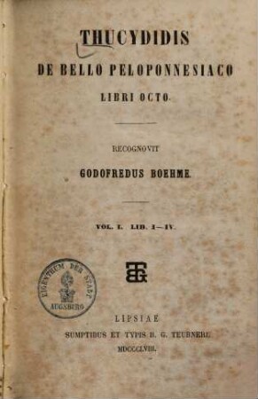 Thucydidis de bello Peloponnesiaco : libri octo, 1