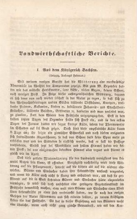 Landwirthschaftliche Berichte.