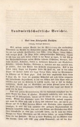 Landwirthschaftliche Berichte.