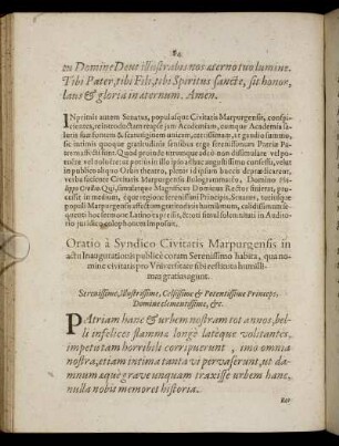 Oratio a Syndico Civitatis Marpurgensis
