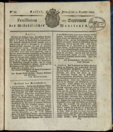 No. 99, Mittwoch den 9. Dezember 1812