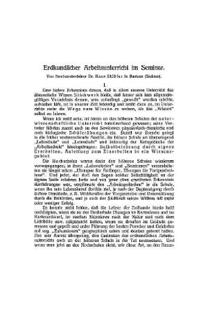 Erdkundlicher Arbeitsunterricht im Seminar