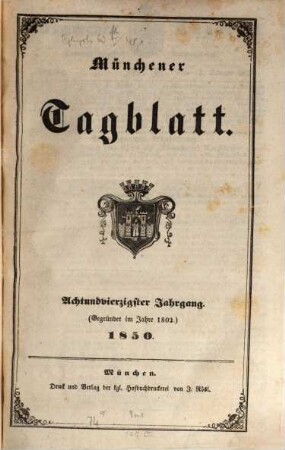 Münchener Tagblatt. 1850,[1] = Jg. 48, Jan. - Juni