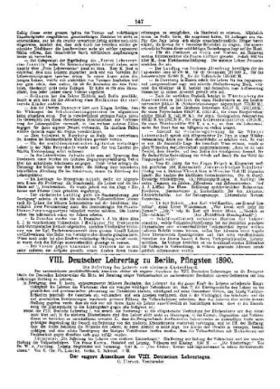 VIII. Deutscher Lehrertag zu Berlin, Pfingsten 1890