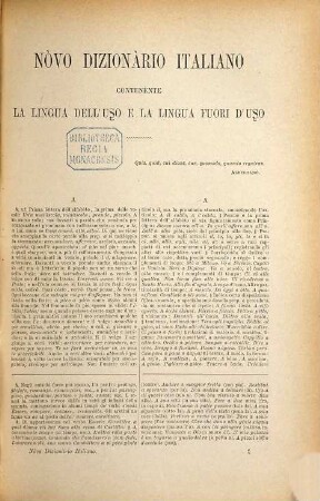 Nòvo dizionàrio universale della lingua italiana, 1. A - K