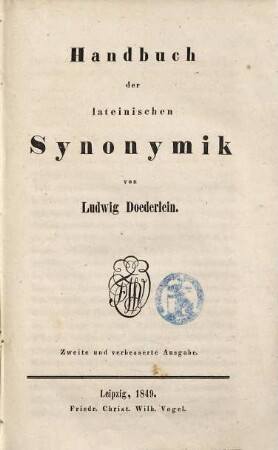 Handbuch der lateinischen Synonymik