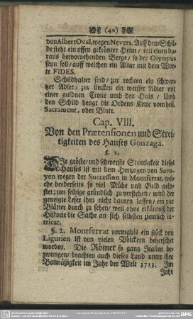 Cap. VIII. Von den Praetensionen und Streitigkeiten des Hauses Gonzaga