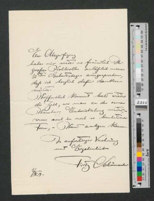 Brief an Werner von Melle