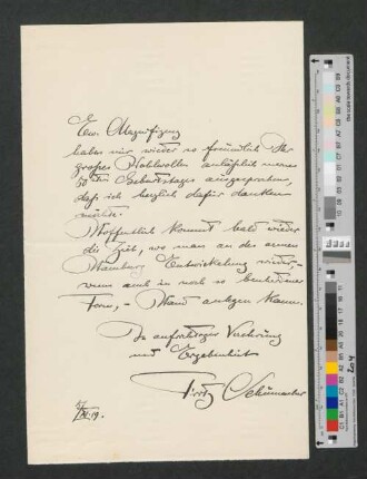 Brief an Werner von Melle