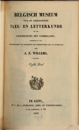 Belgisch Museum voor de Nederduitsche Tael en Letterkunde en de Geschiedenis des Vaderlands, 5. (1841)