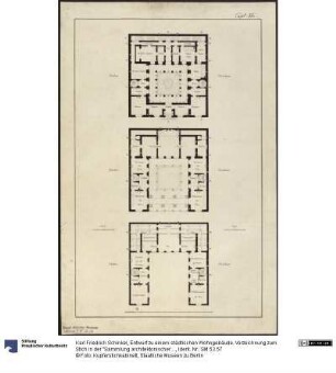 Entwurf zu einem städtischen Wohngebäude. Vorzeichnung zum Stich in der "Sammlung architektonischer Entwürfe", Heft 10, Tafel 62 (linke Hälfte), 1826