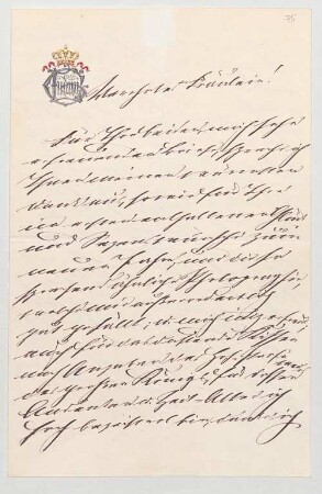 Ludwig II. von Bayern (1845 - 1886) Autographen: Brief von Ludwig II. an N.N. - BSB Autogr.Cim. Ludwig .75