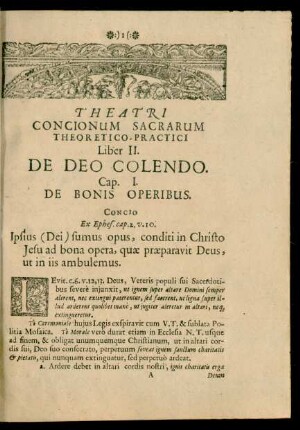 Cap. I. De Bonis Operibus.
