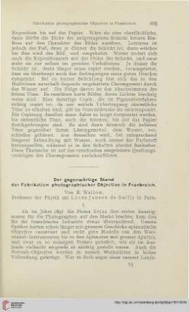 15: Der gegenwärtige Stand der Fabrikation photographischer Objective in Frankreich