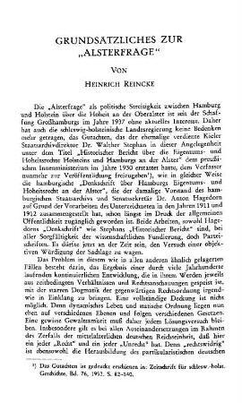 Grundsätzliches zur "Alsterfrage"